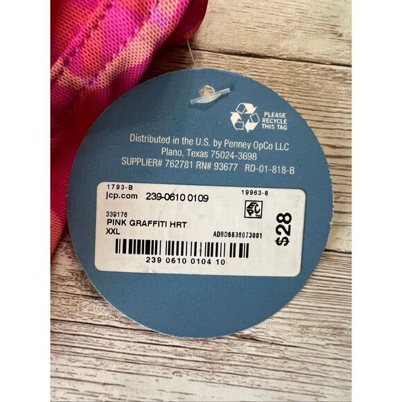 NWT ARIZONA BODY Bralette XXL Pink Graffiti Heart Print Mesh Bra Wireless Light - Picture 3 of 10